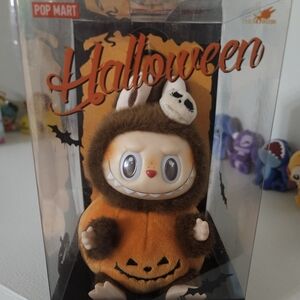 POP MART Labubu Halloween sitting pumpkin Vinyl Plush Pendant